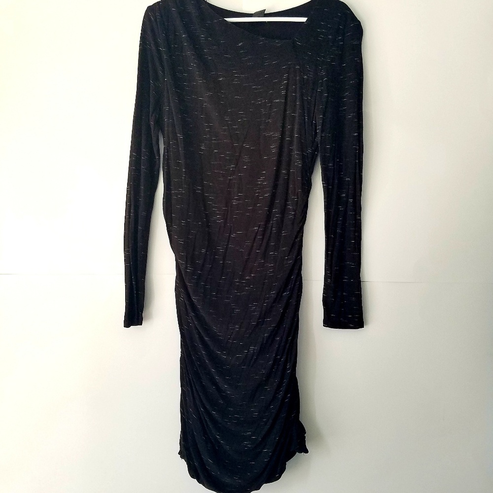 H&M Ruched Longsleeved Black Dress